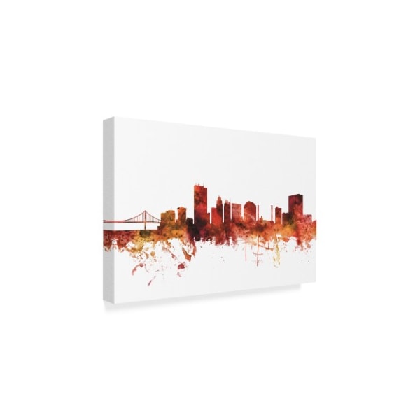 Michael Tompsett 'Toledo Ohio Skyline Red' Canvas Art,12x19